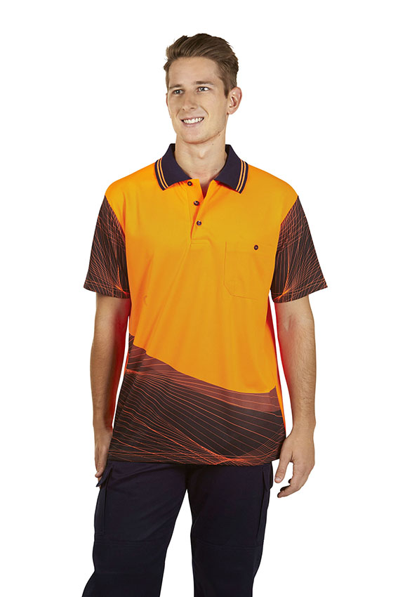 Hi Vis Sublimation Polo Wave design
